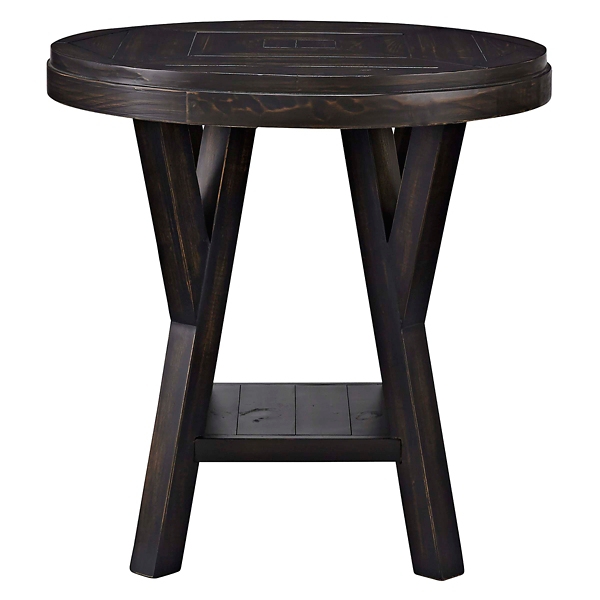 Round Black Wood Flared Base Side Table | Kirklands Home