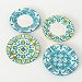 Blue and Yellow Patterned Snack Plates, Set of 4