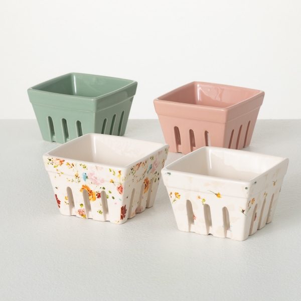 Multicolor Floral Ceramic Berry Boxes, Set of 4 Kirklands Home
