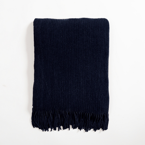 Denim Blue Chenille Ribbed Throw Kirklands Home