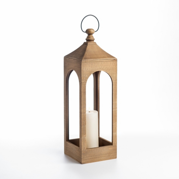 Natural Wood Open Frame Lantern, 25 in.