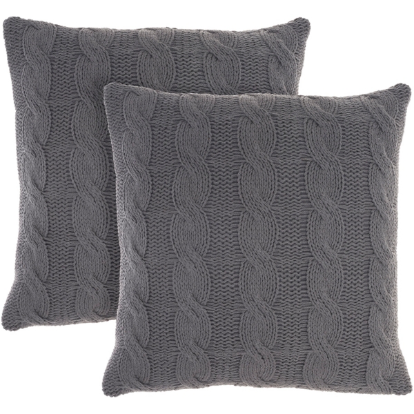 Charcoal Cable Knit Throw Pillows, Set of 2 Kirklands Home