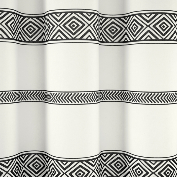 Black and White Striped Boho Shower Curtain