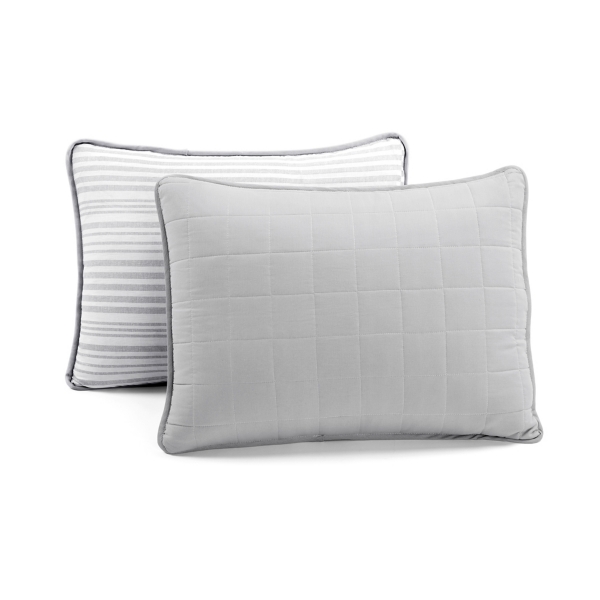 Gray Box Stitch Cotton Full/Queen 3-pc. Quilt Set