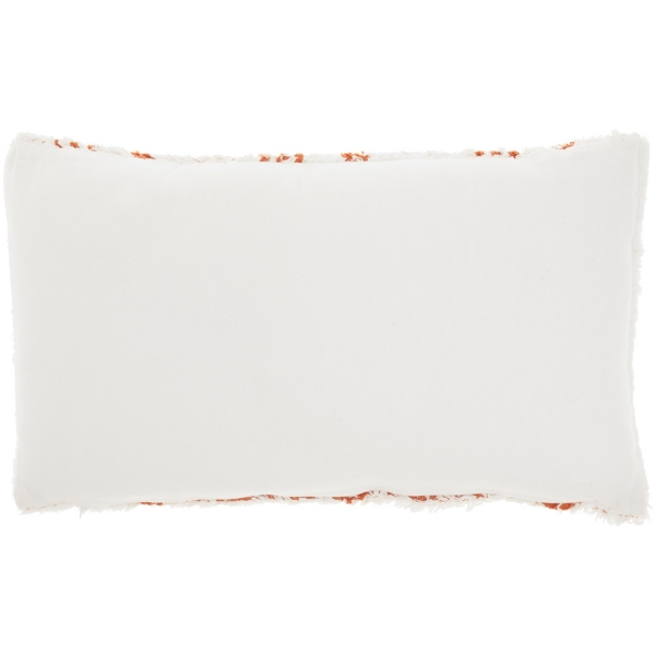 White and Orange Tufted Geo Lumbar Pillow