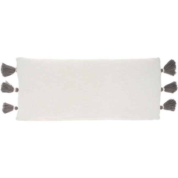White and Gray Braided Stripe Lumbar Pillow
