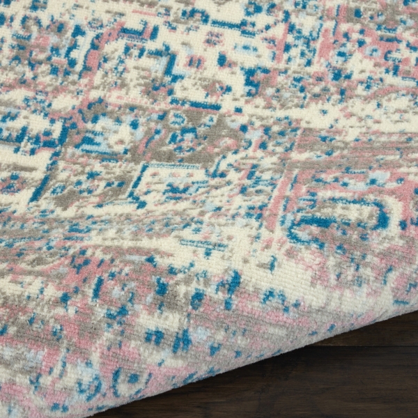 Ivory and Pink Central Medallion Area Rug