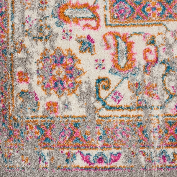 Gray & Pink Central Motif Botanical Runner