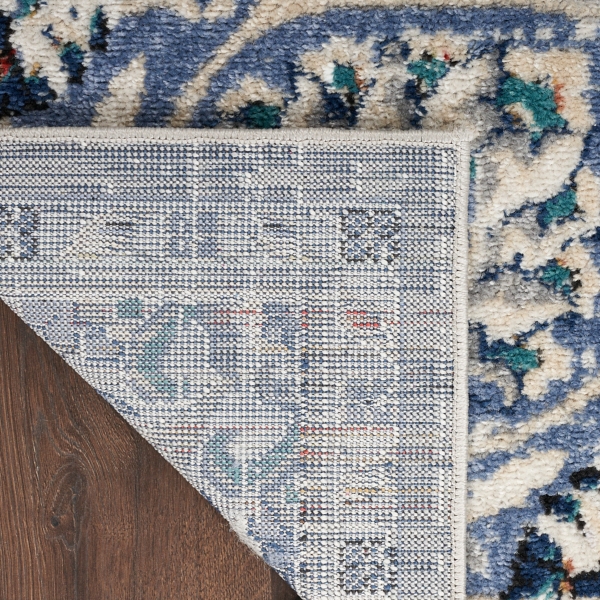 Faded Gray & Blue Floral Medallion Area Rug, 5x7