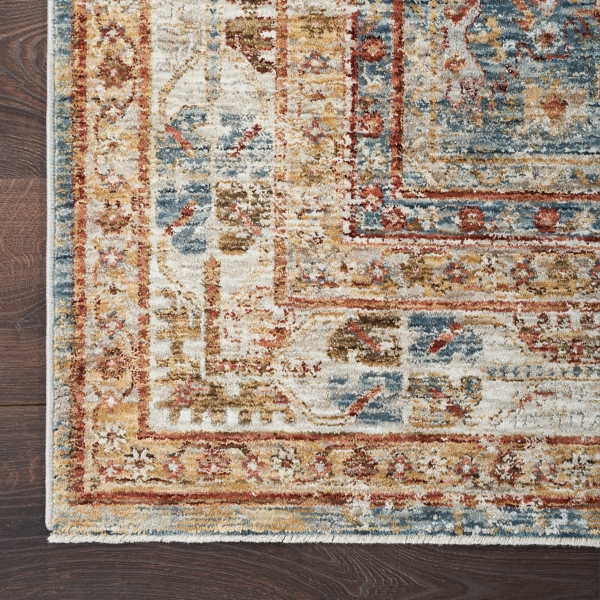 Blue Distressed Multi Medallion Area Rug, 5x7