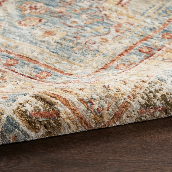 Blue Distressed Multi Medallion Area Rug, 5x7