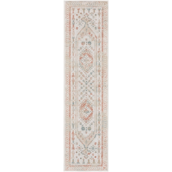 Irsia White Traditional Serged Runner, 2x8