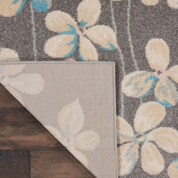 Gray Floral Vine Area Rug, 8x10