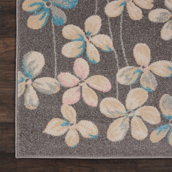 Gray Floral Vine Area Rug, 8x10