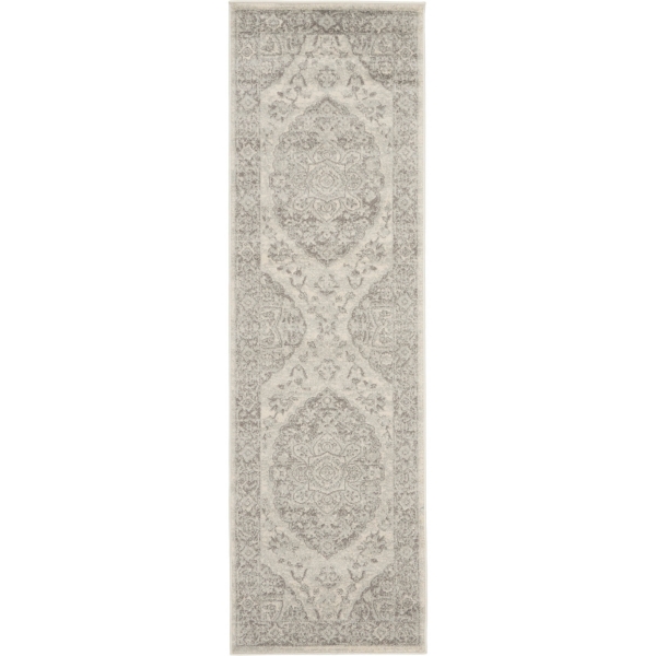 Ivory and Gray Oushak Medallion Runner, 2x7 | Kirklands Home