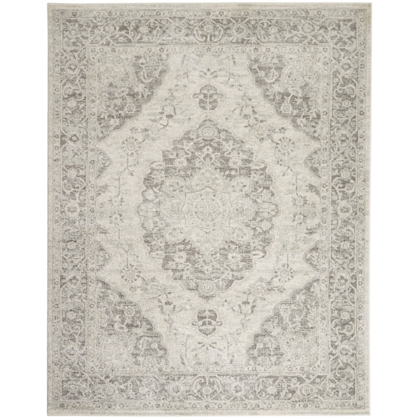 Ivory and Gray Oushak Medallion Area Rug, 7x10 Kirklands Home