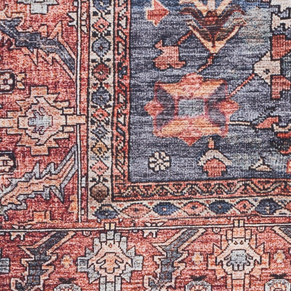 Navy & Brick Botanical Washable Area Rug, 5x7