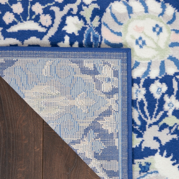 Royal Blue Floral Motif Area Rug