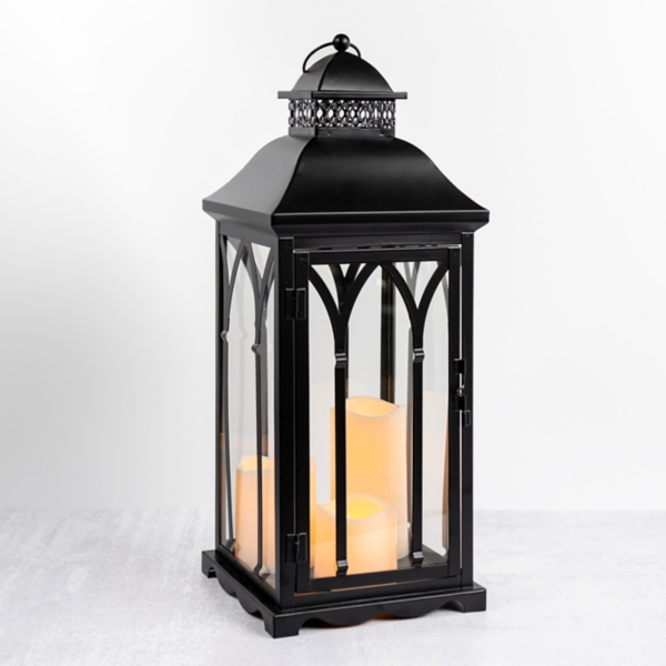 Black Metal Lantern with LED Pillar Candles Kirklands Home