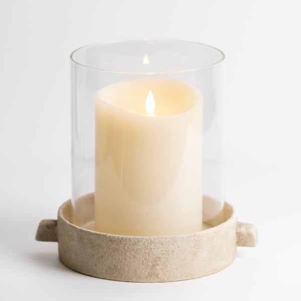 Cream Textured Base Hurricane, 9 in. Kirklands Home