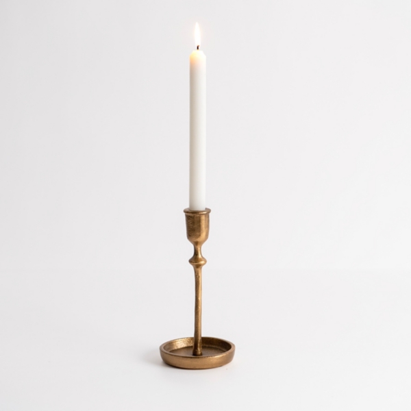 Gold Cast Iron Taper Candle Holder