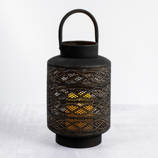 Kirklands Black Decorative Pierced Metal Lantern, 14 in. Hamilton Place