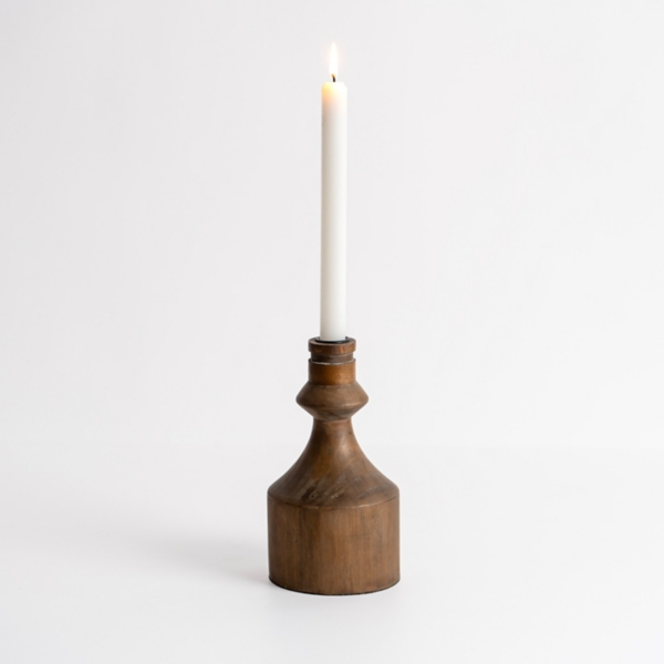 Dark Eucalyptus Wood Taper Candle Holder, 8 in. Kirklands Home