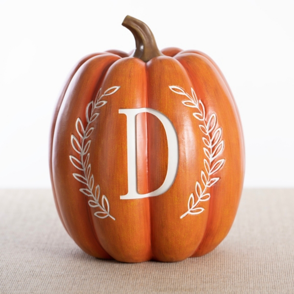 Orange Monogram D Pumpkin Statue