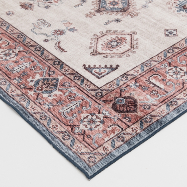 Raquel Red and Ivory Washable Area Rug, 7x9