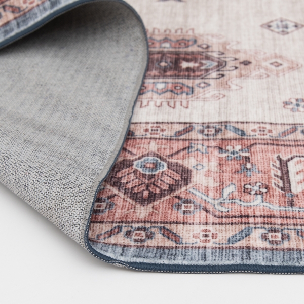 Raquel Red and Ivory Washable Area Rug, 7x9