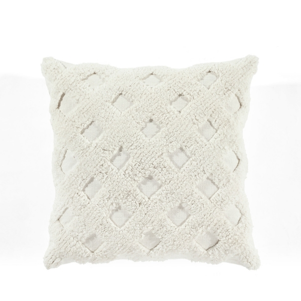 White Woven Diamond Frill Pillow Kirklands Home