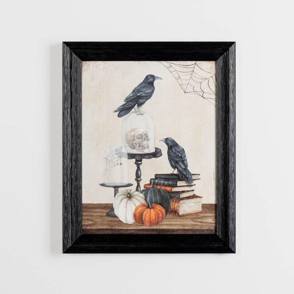 Crows and Books Halloween Wall Plaque