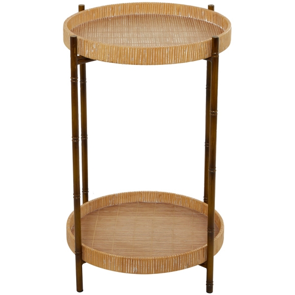 Round Brown Rattan 2Tier Side Table Kirklands Home