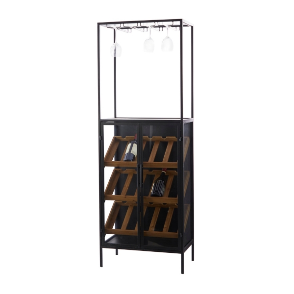 Black Metal 2Door Bar with Wine Rack Kirklands Home
