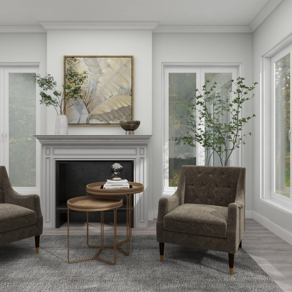 Brown Wood Beaded Nesting Side Tables, Set of 2