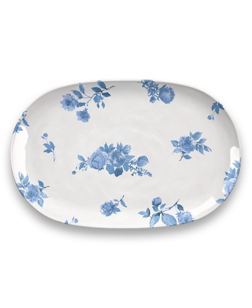 Large Blue and White Floral Platter
