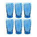 Blue Beaded Acrylic Tumbler Glasses, Set of 6