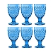 Blue Beaded Acrylic Goblet Wine Glasses, Set of 6