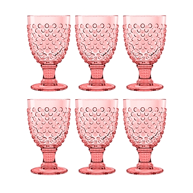 Muldale Boho Acrylic Wine Glasses Dishwasher Safe - Large 15 oz Set of 6 Multi-Colored Plastic Goblets with Stem - Unbreakable Vintage Chalice