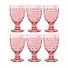Pink Beaded Acrylic Goblet Wine Glasses, Set of 6