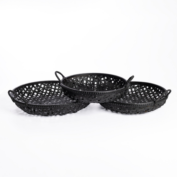 Black Bamboo Woven Trays, Set of 3 Kirklands Home