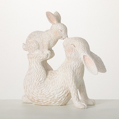 Golden Ear Velvet Easter Bunny Figurines, Set of 2