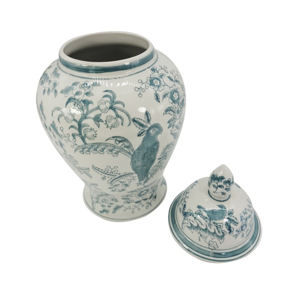 Light Blue and White Ceramic Chinoiserie Jar