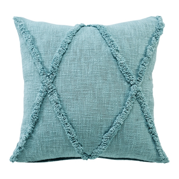 Aqua Fringe Diamond Pillow, 20 in.