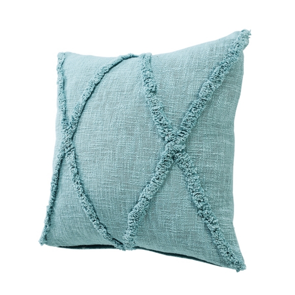 Aqua Fringe Diamond Pillow, 20 in.