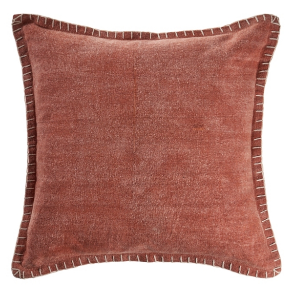 Clay Stitched Flange Velvet Throw Pillow