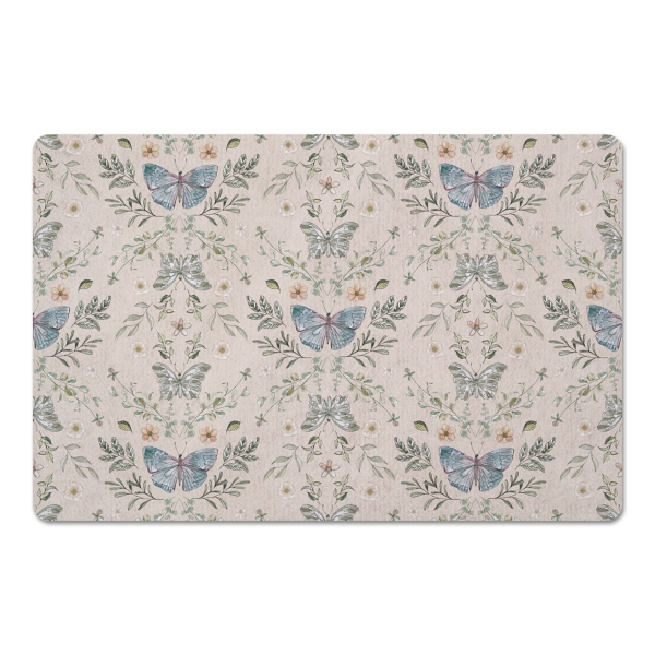 Cream Botanical Butterfly Floor Mat Kirklands Home