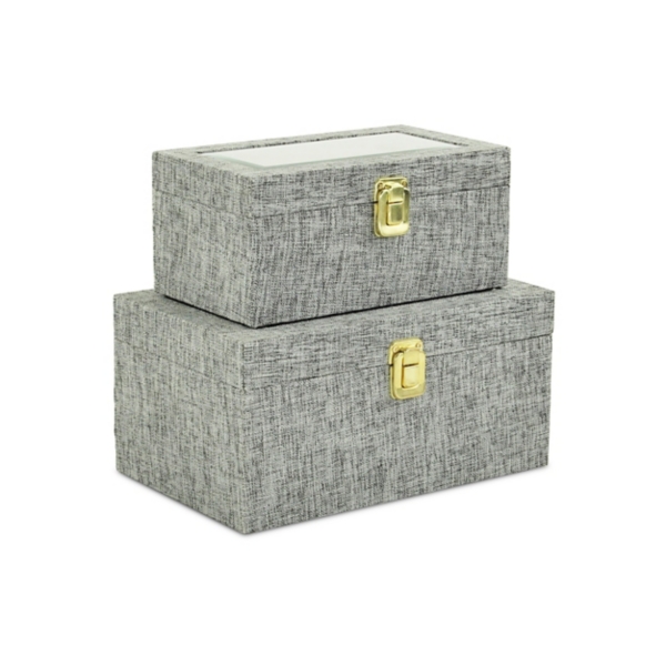 Heathered Gray Linen Boxes, Set of 2 Kirklands Home