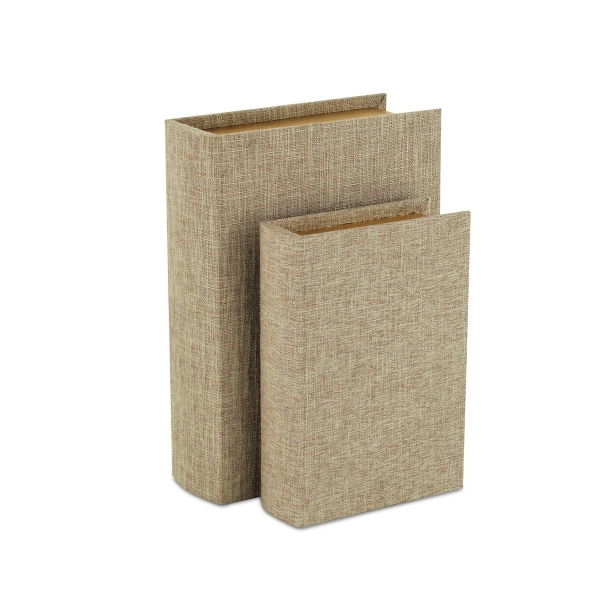 Heathered Beige Linen Book Boxes, Set of 2 Kirklands Home
