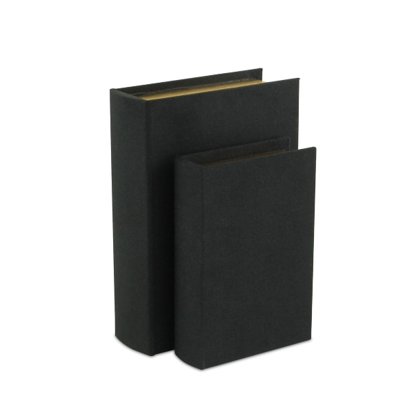 Heathered Black Linen Book Boxes, Set of 2 Kirklands Home
